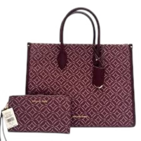 NWT MICHAEL KORS Mirella Large Metallic Logo Jacquard Tote With Matching Wallet - Picture 6 of 9